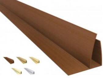 Acabamento PVC F (U  C/Aba) preto, colorido mogno, cerejeira, natural  Barra 6m