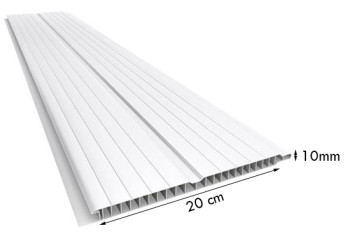 Forro de PVC FRISADO GEMINI Branco 20 cm Larg 10 mm m² (Barras de 1 a 6m)