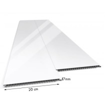 Forro de PVC LISO JUNTA SECA Branco - Brilho  7mm x 25 cm larg - m² (Barras de 1 a 6m)