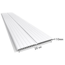 Forro de PVC FRISADO GEMINI Branco 20 cm Larg 10 mm m² (Barras de 1 a 6m)